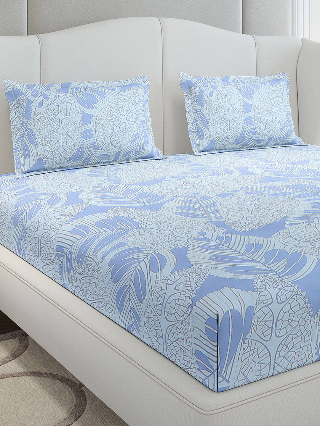 130 GSM Polyester King Size 1 Bedsheet with 2 Pillow Covers (Stanley Gold)