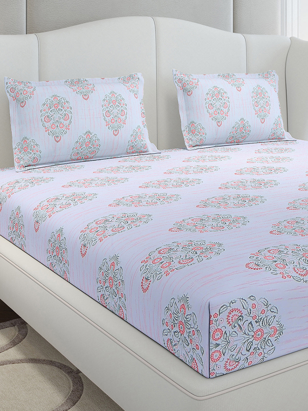 130 GSM Polyester King Size 1 Bedsheet with 2 Pillow Covers (Stanley Gold)