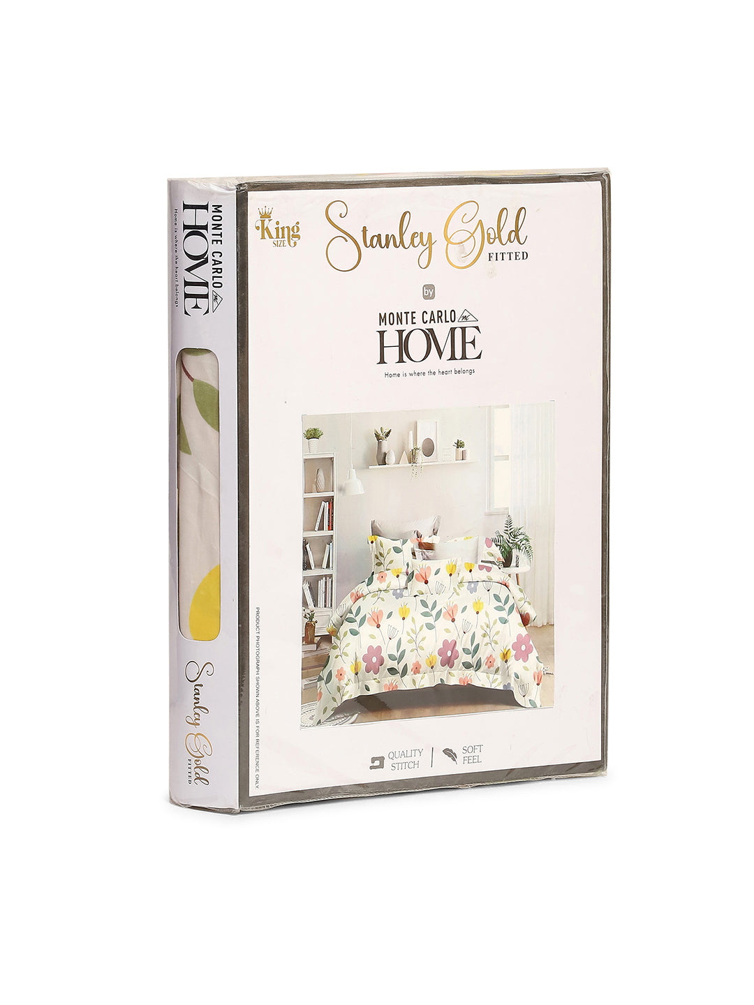 130 GSM Polyester King Size 1 Bedsheet with 2 Pillow Covers (Stanley Gold)