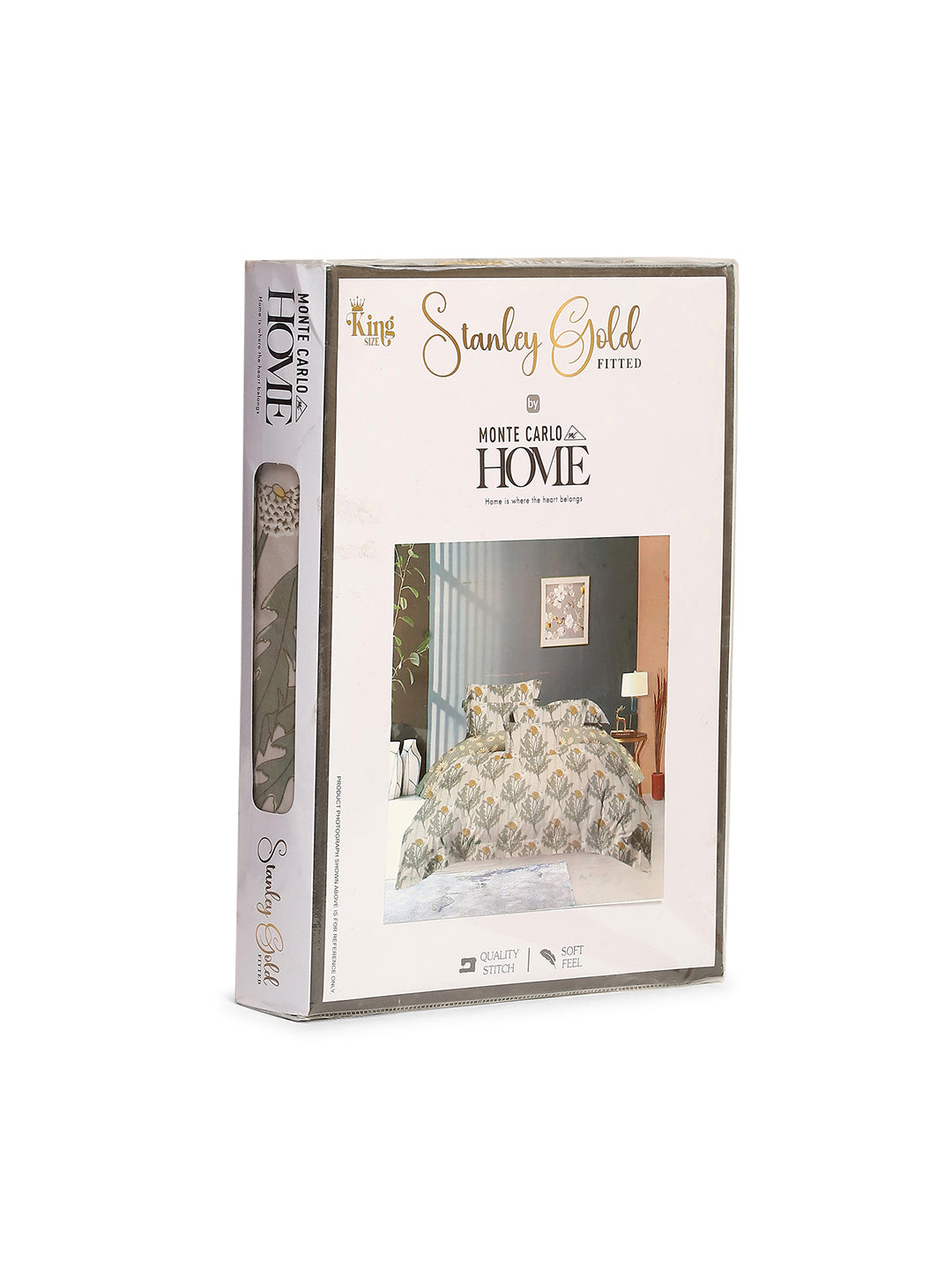 130 GSM Polyester King Size 1 Bedsheet with 2 Pillow Covers (Stanley Gold)