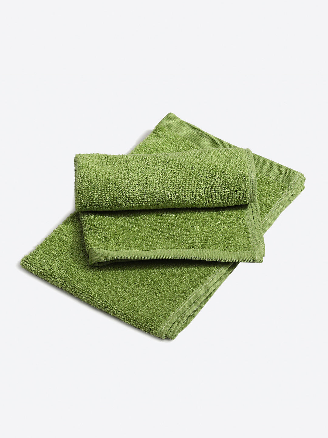 Light Green Cotton Solid 350 GSM Hand Towel (Pack of 2)