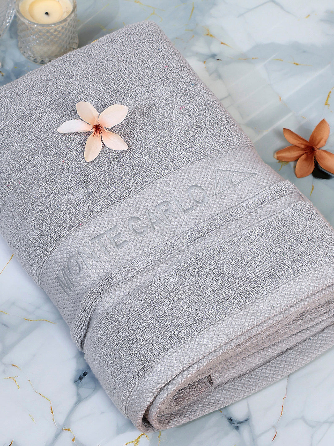 Grey Cotton Solid 650 GSM Bath Towel (Eusapia)