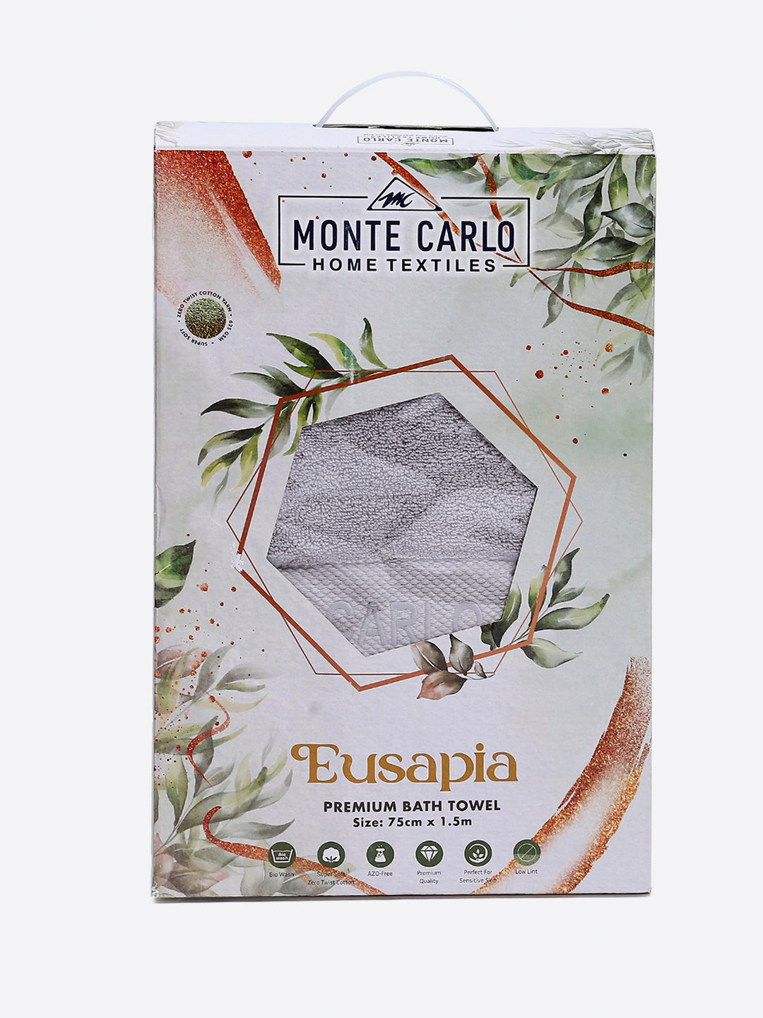 Grey Cotton Solid 650 GSM Bath Towel (Eusapia)
