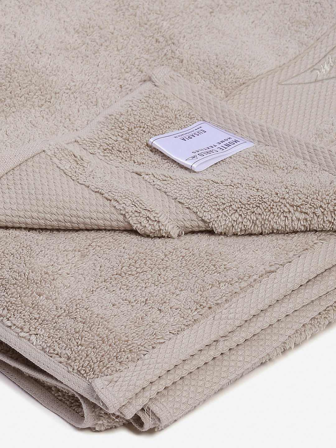 Beige Cotton Solid 650 GSM Bath Towel (Eusapia)
