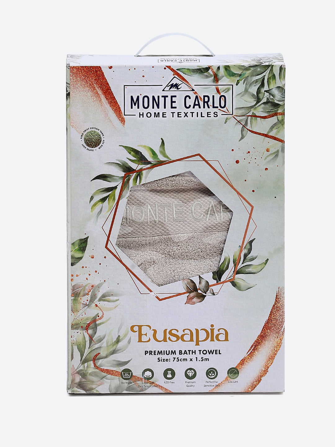Beige Cotton Solid 650 GSM Bath Towel (Eusapia)
