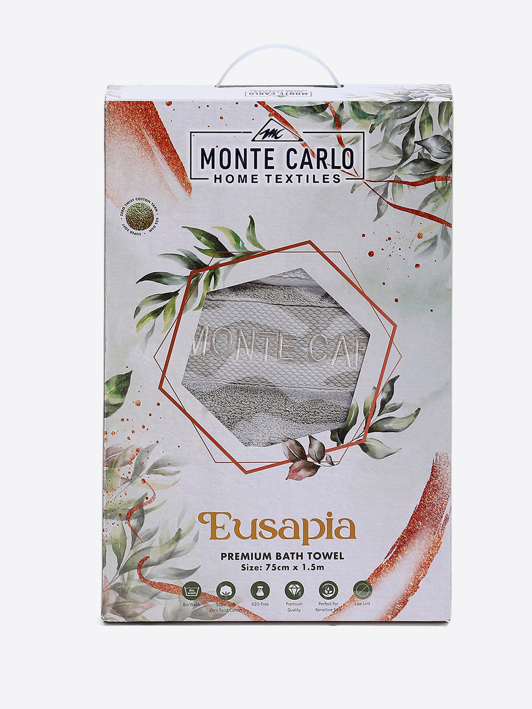 Grey Cotton Solid 650 GSM Bath Towel (Eusapia)