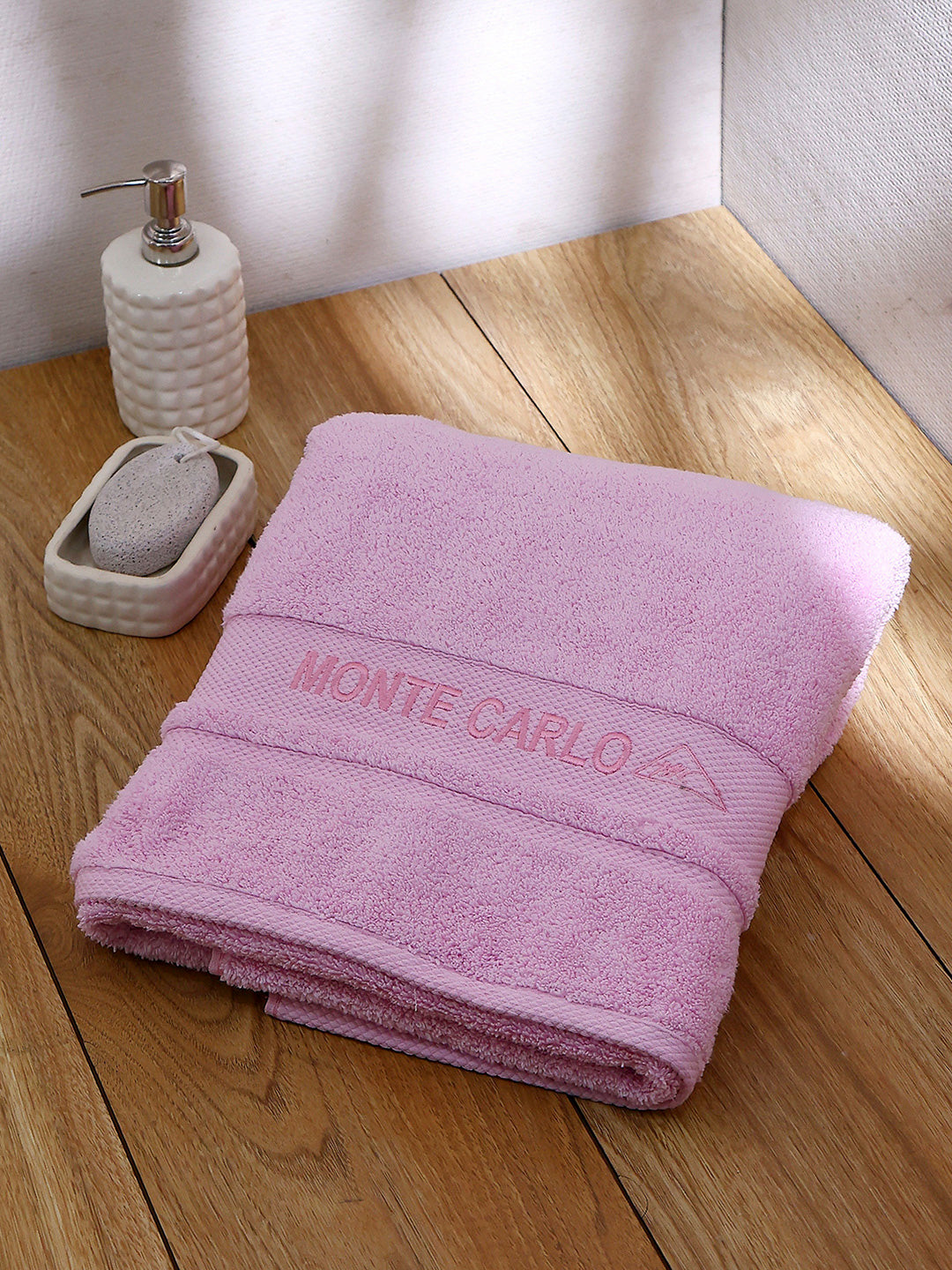 Light Pink Cotton Solid 650 GSM Bath Towel (Eusapia)