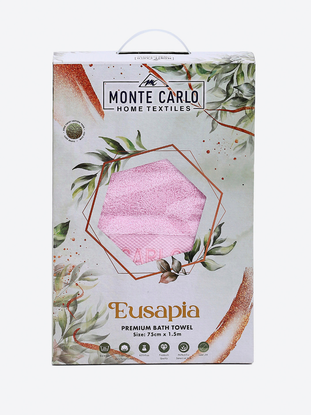 Light Pink Cotton Solid 650 GSM Bath Towel (Eusapia)