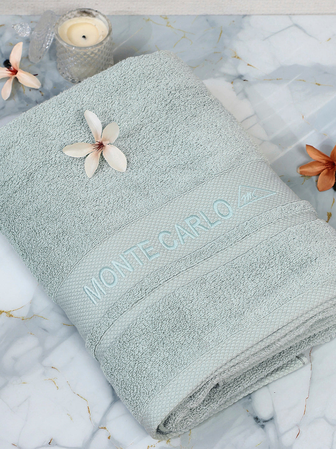 Light Blue Cotton Solid 650 GSM Bath Towel (Eusapia)