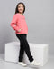 Girls Pink Solid Round Neck Full Sleeve Sweatshirt
