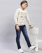 Boys Beige Printed Round Neck Full Sleeve Sweatshirt