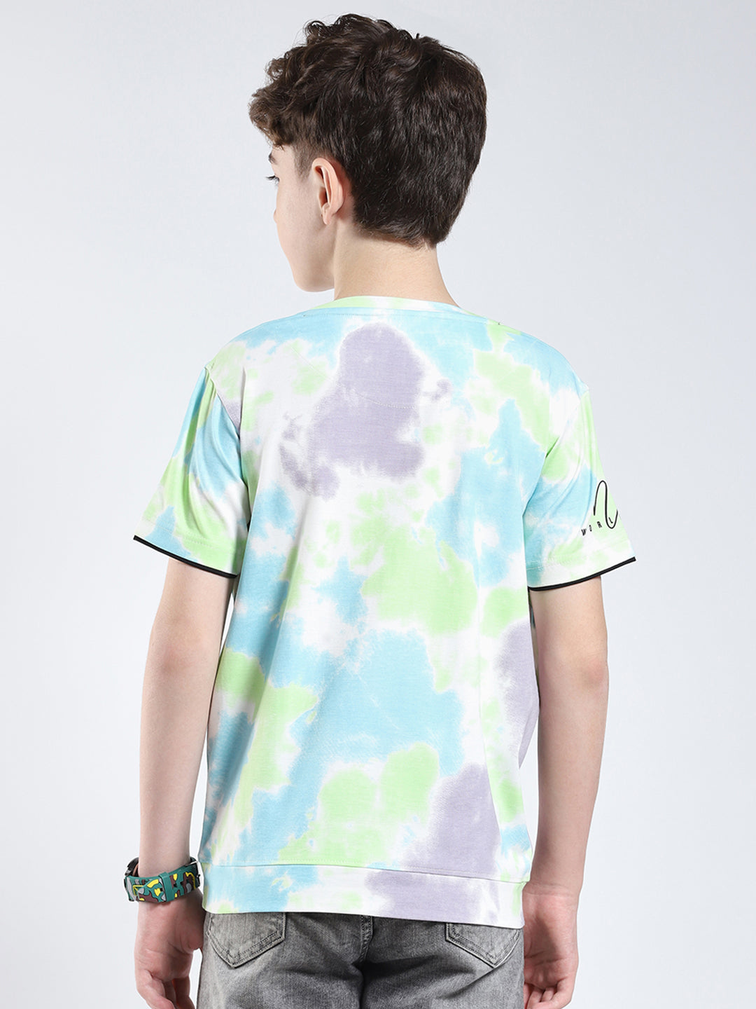 Boys Multicolor Printed Round Neck Half Sleeve T-Shirt
