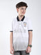 Boys White Printed Collar Half Sleeve T-Shirt