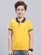Boys Mustard Printed Collar Half Sleeve T-Shirt