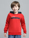 Boys Red Printed Round Neck Full Sleeve Sweatshirt