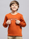 Boys Rust Printed Round Neck Full Sleeve Sweatshirt