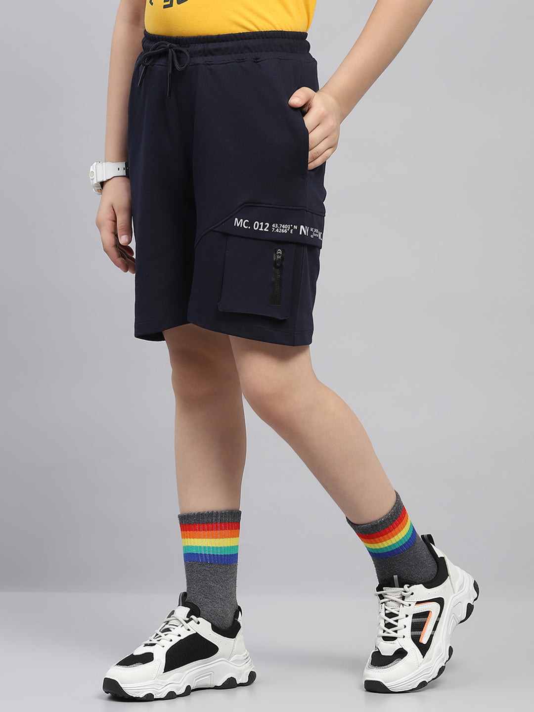 Boys Navy Blue Printed   Bermuda