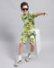 Boys Green Printed Round Neck Half Sleeve Bermuda Set