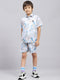 Boys Blue Printed Collar Half Sleeve Bermuda Set