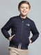 Boys Navy Blue Printed Mock Neck Full Sleeve Jacket