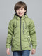 Boys Green Printed Hooded Full Sleeve Jacket