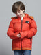 Boys Rust Solid Hooded Full Sleeve Jacket