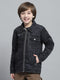 Boys Charcoal Solid Collar Full Sleeve Jacket
