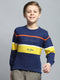 Boys Navy Blue Printed Round Neck Full Sleeve Pullover