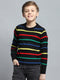 Boys Black Stripe Round Neck Full Sleeve Pullover