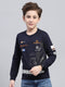Boys Navy Blue Printed Round Neck Full Sleeve Sweatshirt