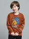 Boys Rust Printed Round Neck Full Sleeve Sweatshirt