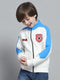 Boys White Printed Mock Neck Full Sleeve Sweatshirt