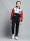 Boys Navy Blue Printed Hooded Full Sleeve Tracksuit