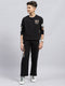 Boys Black Printed Round Neck Full Sleeve Tracksuit