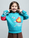 Girls Teal Blue Printed Round Neck Full Sleeve Sweatshirt