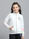 Girls Off White Printed Mock Neck Full Sleeve Sweatshirt