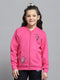 Girls Magenta Printed Round Neck Full Sleeve Sweatshirt