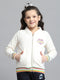 Girls Off White Self Design Round Neck Full Sleeve Sweatshirt