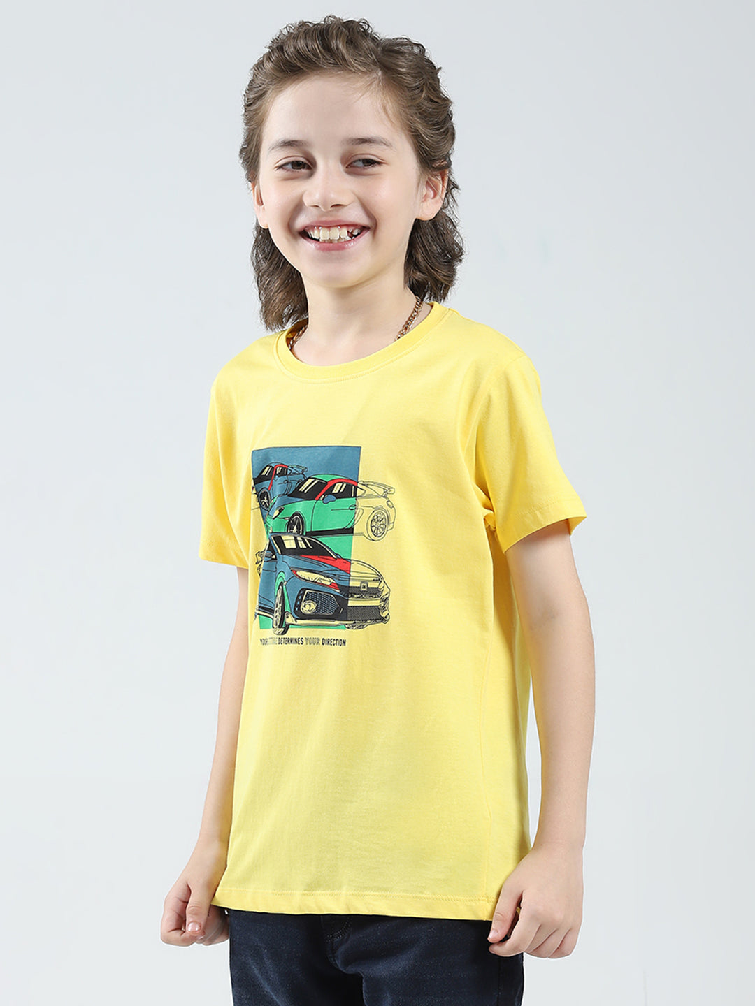 Boys Red, Yellow & White Printed Round Neck Half Sleeve T-Shirt (Pack of 3)