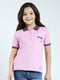 Girls Purple Solid Collar Half Sleeve T-Shirt