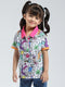 Girls Pink Printed Collar Half Sleeve T-Shirt
