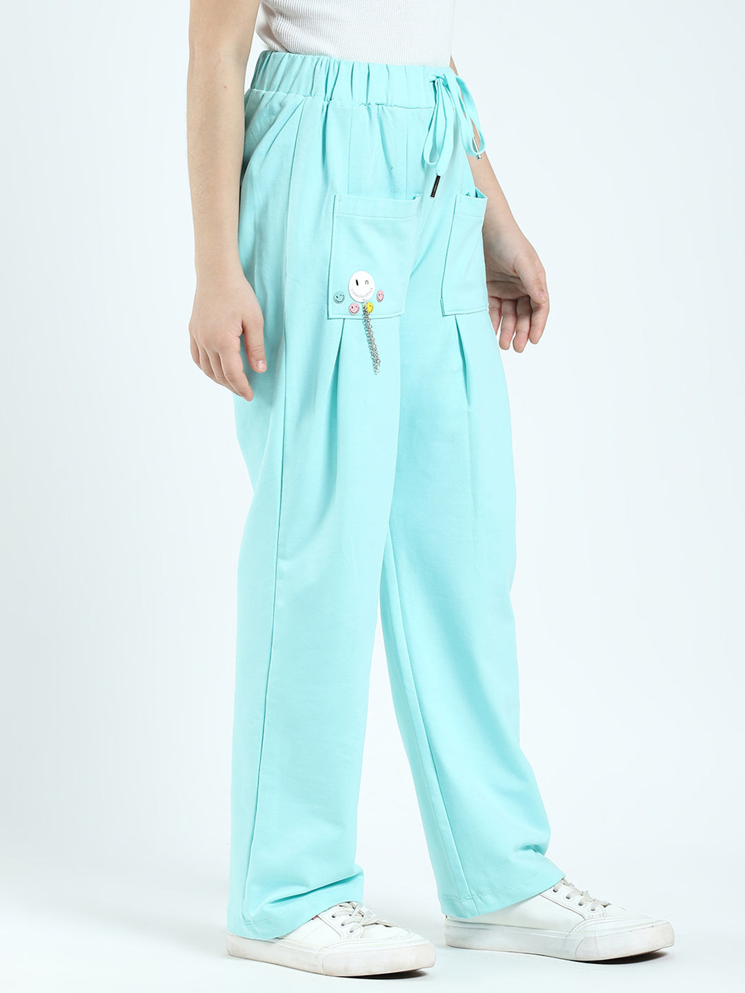 Girls Green Printed Regular Fit Lower