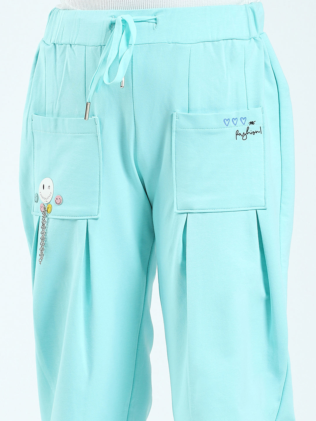 Girls Green Printed Regular Fit Lower