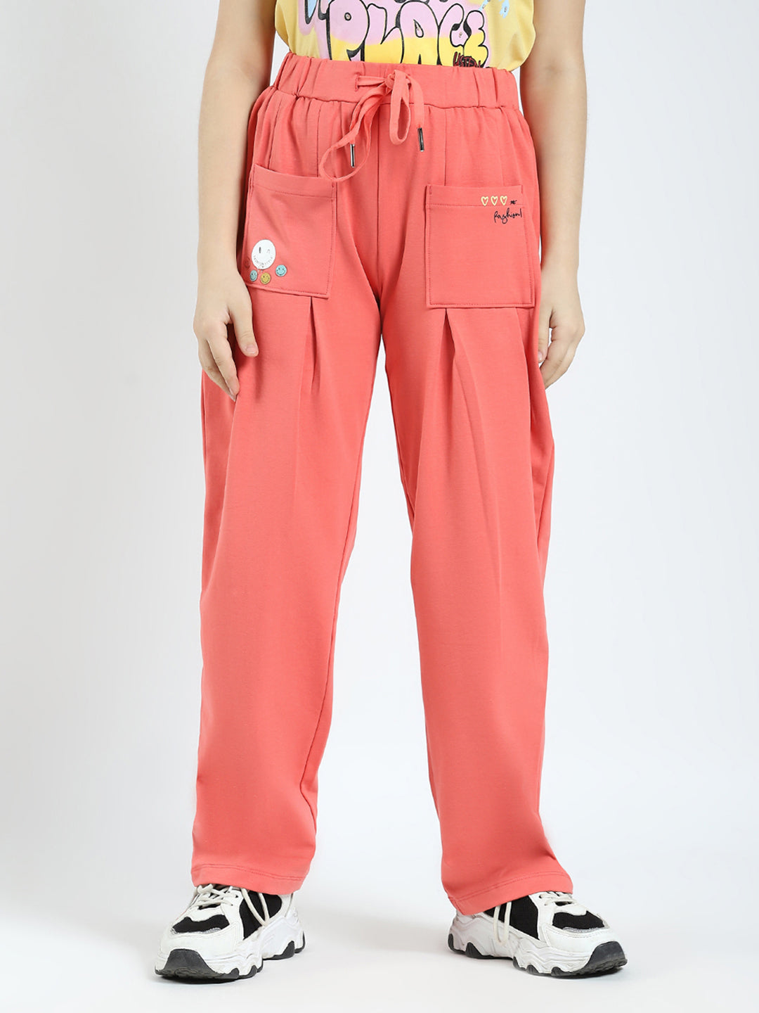 Girls Coral Printed Regular Fit Lower
