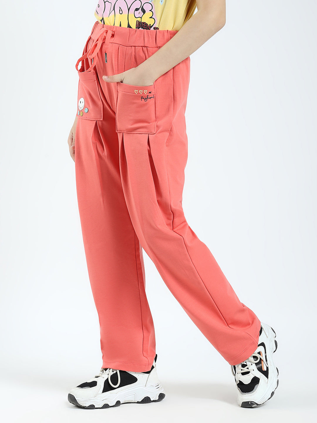 Girls Coral Printed Regular Fit Lower