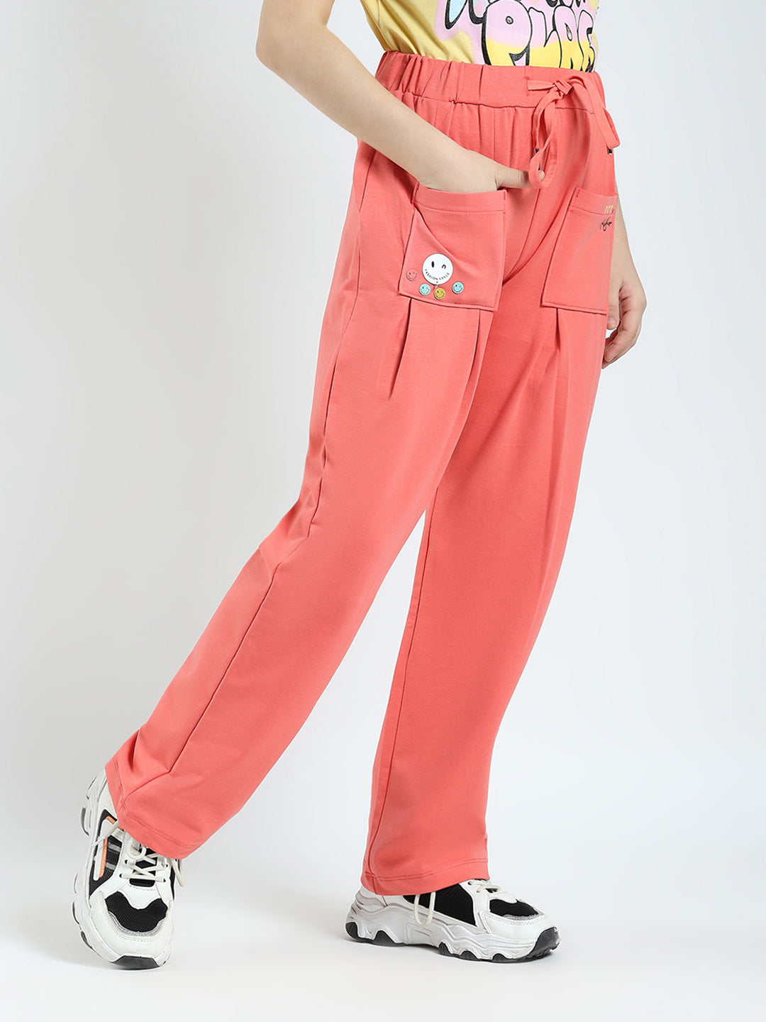 Girls Coral Printed Regular Fit Lower