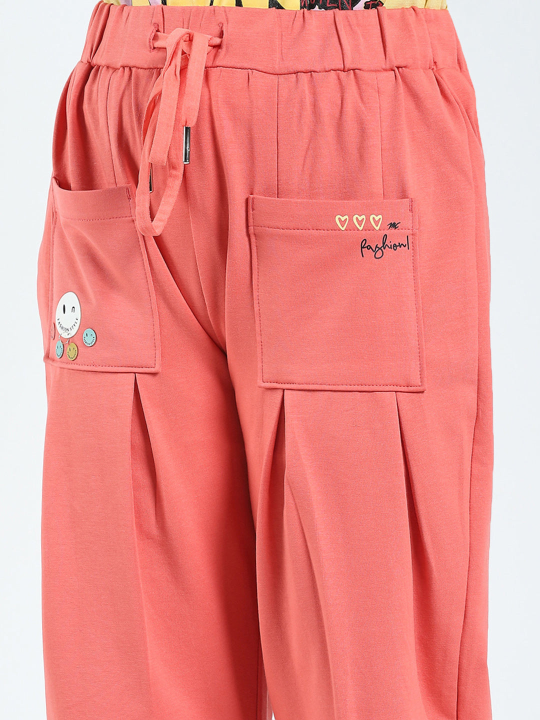 Girls Coral Printed Regular Fit Lower