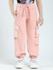 Girls Peach Printed Regular Fit Lower