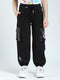 Girls Black Printed Regular Fit Lower