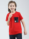 Boys Red Solid Round Neck Half Sleeve T-Shirt